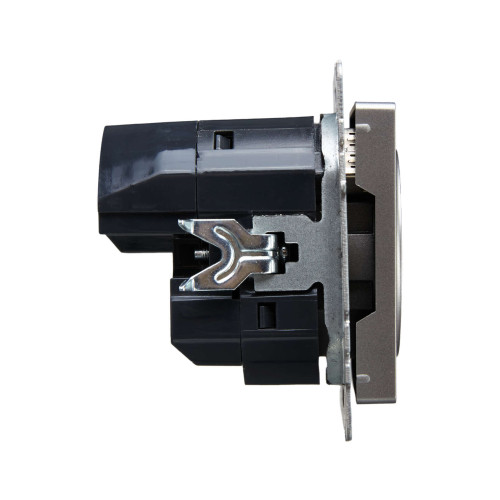 BRITE Розетка 1-местная с заземлением с защитными шторками 16А с USB A+C 18Вт РЮш11-1-БрС сталь IEK