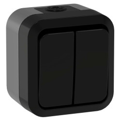 TORS Выключатель двухклавишный проходной 10А IP55 TS125 графит IEK
