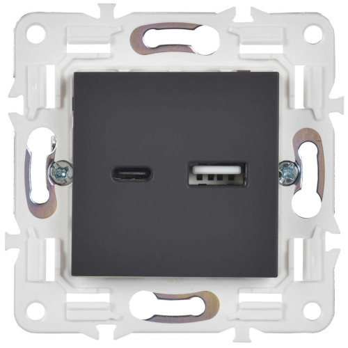 SKANDY Розетка USB A+C 18Вт SK-R13T титан IEK