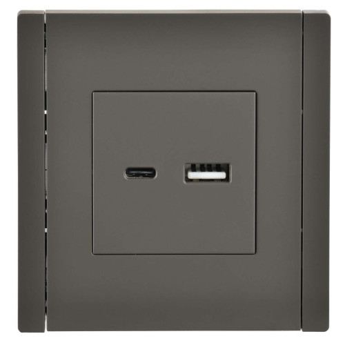 FORTE&PIANO Розетка USB A+C 3,1А FP350 серый IEK