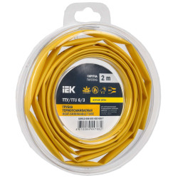 Трубка термоусадочная ТТУ нг-LS 6/3 желтая (2м/упак) IEK