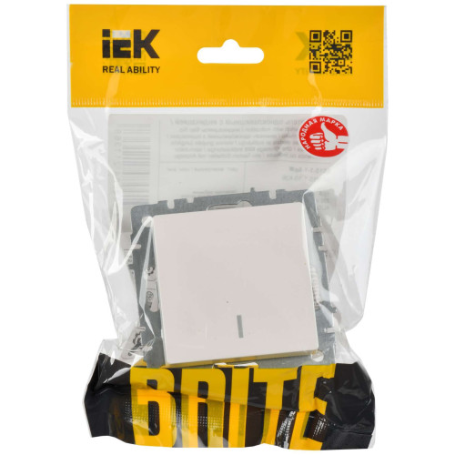 BRITE Выключатель 1-клавишный с индикацией 10А ВС10-1-1-БрЖ жемчуг IEK