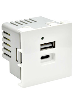 PRIMER РКЮ-25-40-П Розетка USB A+C 5В 4,2А (2 модуля) белая IEK