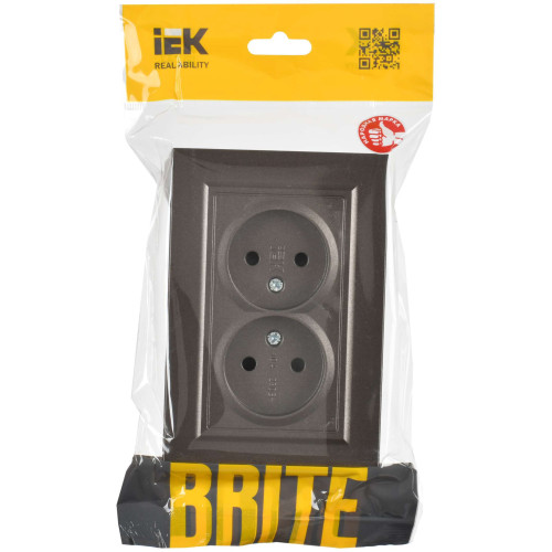 BRITE Розетка 2-местная без заземления без защитных шторок 10А в сборе РС12-2-БрТБ темная бронза IEK