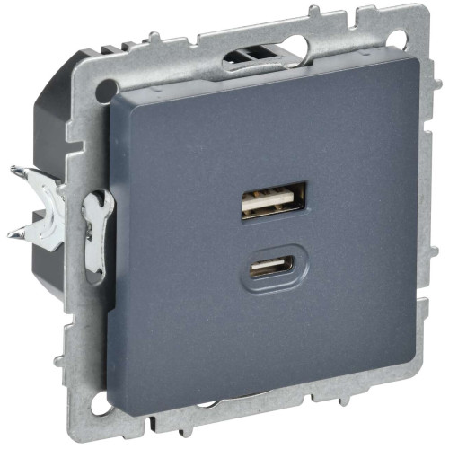 BRITE Розетка USB A+C 45Вт высокоскоростная зарядка РЮ11-2-БрМ маренго IEK