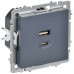 BRITE Розетка USB A+C 45Вт высокоскоростная зарядка РЮ11-2-БрМ маренго IEK BRITE Розетка USB A+C 45Вт высокоскоростная зарядка РЮ11-2-БрМ маренго IEK