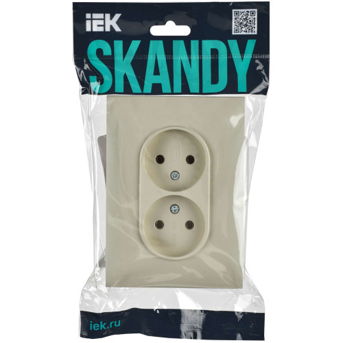 SKANDY Розетка 2-местная без заземления без защитных шторок 10А в сборе SK-R10B бежевый IEK