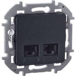 INSPIRIA Розетка компьютерная двойная RJ45 категория 6 UTP антрацит