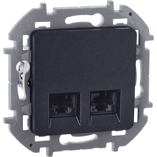 INSPIRIA Розетка компьютерная двойная RJ45 категория 6 UTP антрацит