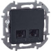 INSPIRIA Розетка компьютерная двойная RJ45 категория 6 UTP антрацит