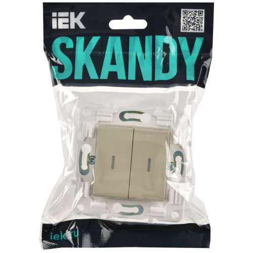 SKANDY Выключатель 2-клавишный проходной с индикацией 10А SK-V10B бежевый IEK