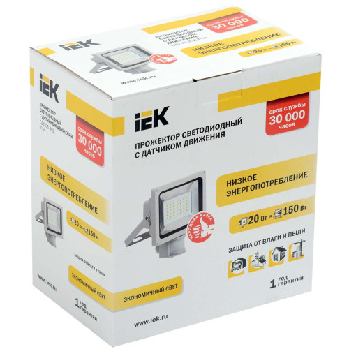 Прожектор светодиодный СДО 05-20Д (детектор) SMD IP44 серый IEK