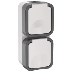 TORS Розетка 2-местная вертикальная 16А IP55 TS232 серо-белый IEK