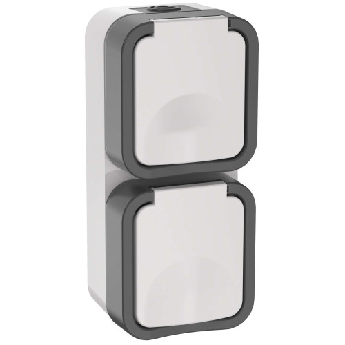 TORS Розетка 2-местная вертикальная 16А IP55 TS232 серо-белый IEK
