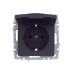 BRITE Розетка 1-местная с заземлением с защитными шторками и крышкой 16А IP44 РСбш10-3-44-БрГ графит IEK