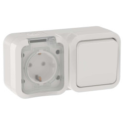 TORS Блок розетка + выключатель горизонтальный 16А IP55 TS342 белый IEK