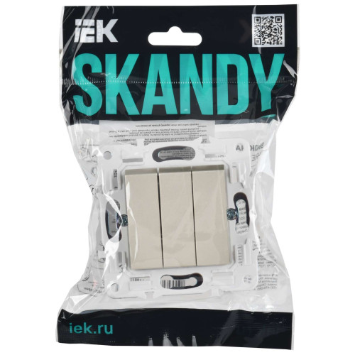 SKANDY Выключатель 3-клавишный 10А SK-V11Sh шампань IEK