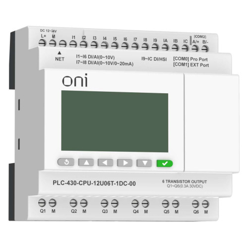 ПЛК 430 Модуль ЦПУ 4 DI 6 UI (0-10 В/DI) 2 UI (0-10 В/0-20 мА/DI) 6 TO 24В DC с Ethernet портом с экраном ONI