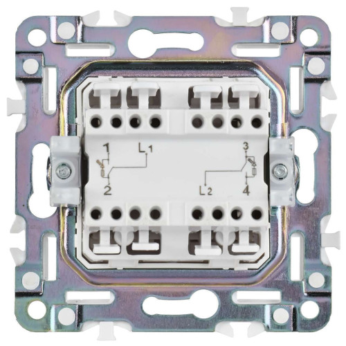SKANDY Выключатель 2-клавишный с индикацией для отелей 10А SK-V16W арктический белый IEK