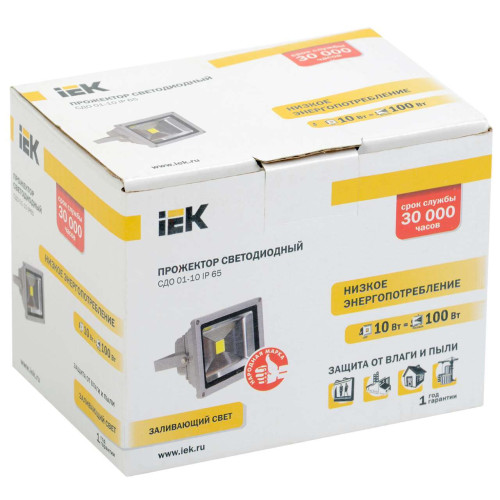 Прожектор светодиодный СДО 01-10 чип IP65 серый IEK
