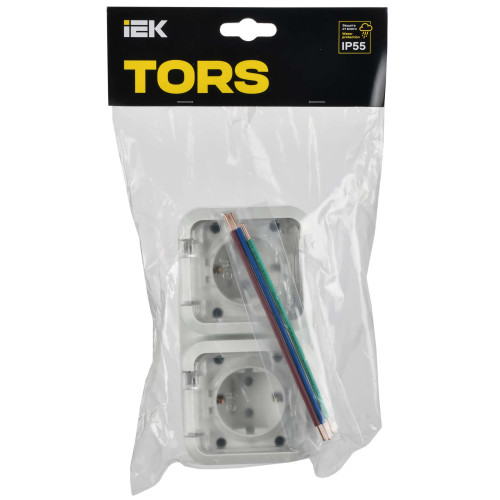 TORS Розетка 2-местная горизонтальная 16А IP55 TS322 белый IEK