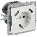 BRITE Розетка 1-местная с заземлением с защитными шторками 16А с USB A+A 5В 3,1А РЮш10-2-БрАБ арктический белый IEK