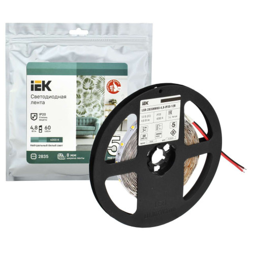 Лента светодиодная 5м LSR-2835NW60-4,8-IP20-12В IEK