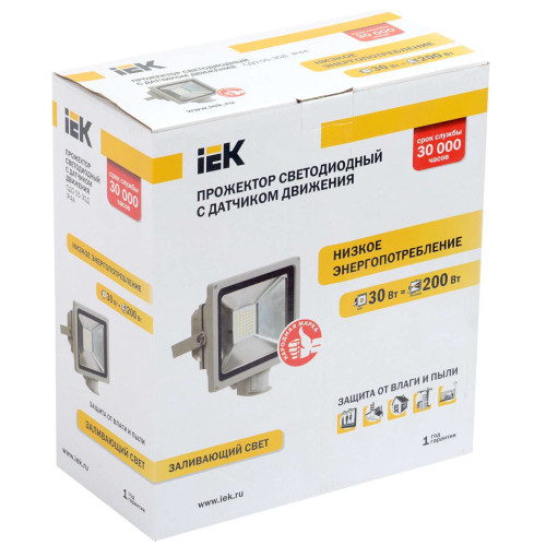 Прожектор светодиодный СДО 05-30Д (детектор) SMD IP44 серый IEK