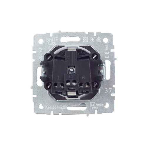 BRITE Розетка 1-местная с заземлением с защитными шторками и крышкой 16А IP44 РСбш10-3-44-БрШ шампань IEK