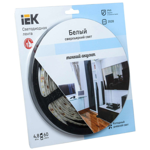 Лента светодиодная 5м блистер LSR-3528W60-4.8-IP65-12V IEK-eco