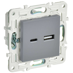 SKANDY Розетка USB A+C 3,1А SK-R14Gr серый IEK