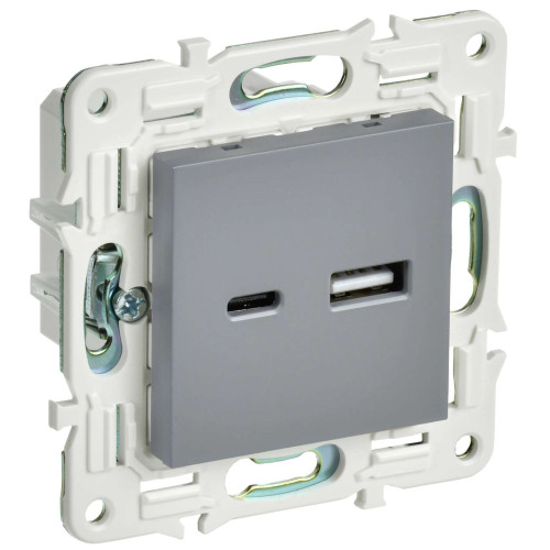 SKANDY Розетка USB A+C 3,1А SK-R14Gr серый IEK