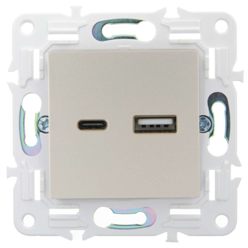 SKANDY Розетка USB A+C 18Вт SK-R13Sh шампань IEK