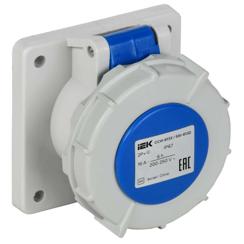 Розетка встраиваемая прямаяССИ-6132 16А-6ч 220В 2P+PE IP67 IEK