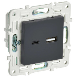 SKANDY Розетка USB A+C 3,1А SK-R14G графит IEK