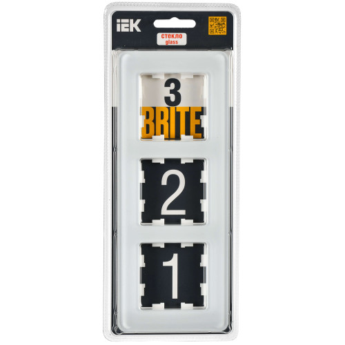 BRITE Рамка 3-местная РУ-3-2-Бр стекло белый RE IEK