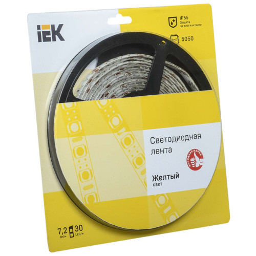 Лента светодиодная 5м блистер LSR-5050Y30-7,2-IP65-12V IEK