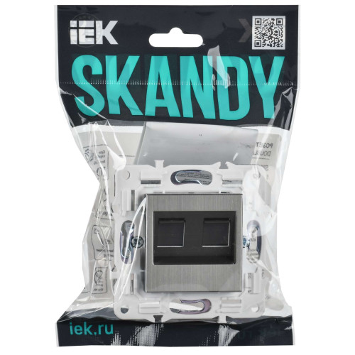 SKANDY Розетка компьютерная двойная RJ45 кат.5E SK-K03N металл никель IEK