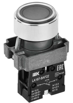 Кнопка управления LA167-BAF22 d=22мм 1NC черная IEK