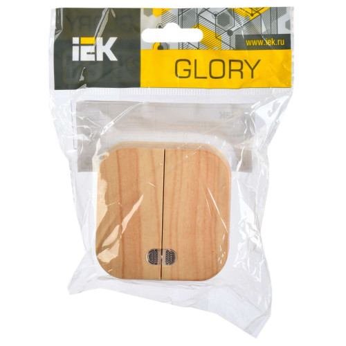 GLORY Выключатель 2-клавишный для открытой установки с индикацией 10А ВС20-2-1-ХС сосна IEK