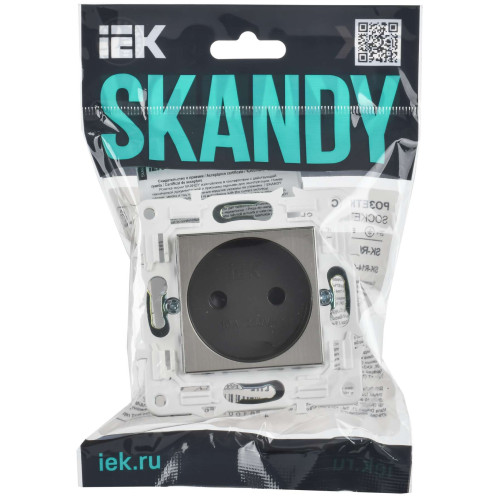 SKANDY Розетка без заземления с защитными шторками 10А SK-R01N металл никель IEK