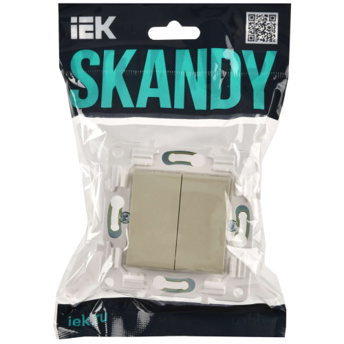 SKANDY Выключатель 2-клавишный проходной 10А SK-V05B бежевый IEK