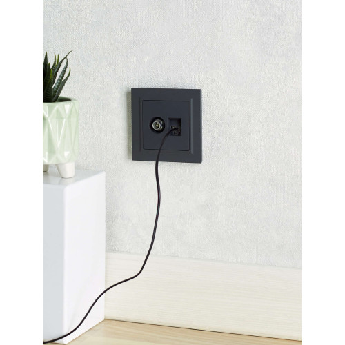 BRITE Розетка двойная TV+RJ45 кат.5E РТВ/РК12-БрГ графит IEK