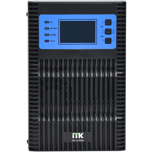 ITK ELECTRA OT ИБП однофазный онлайн 2кВА/2кВт LCD дисплей 72VDC 4хС13 без АКБ с регулируемым зарядным устройством USB EPO RS232 SNMP слот Tower