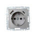 BRITE Розетка 1-местная с заземлением с защитными шторками 16А с USB A+C 18Вт РЮш11-1-БрС сталь IEK