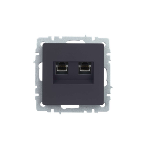 BRITE Розетка двойная RJ11+RJ45 кат.5E РК/Т12-БрГ графит IEK