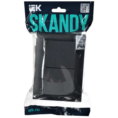 SKANDY Розетка 2-местная и крышкой 16А в сборе IP44 SK-R12G графит IEK
