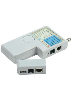 ITK Тестер для витой пары 4в1 RJ45/RJ11/BNC/USB с элементом питания