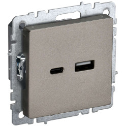 BRITE Розетка USB A+C 18Вт РЮ11-1-БрШ шампань IEK
