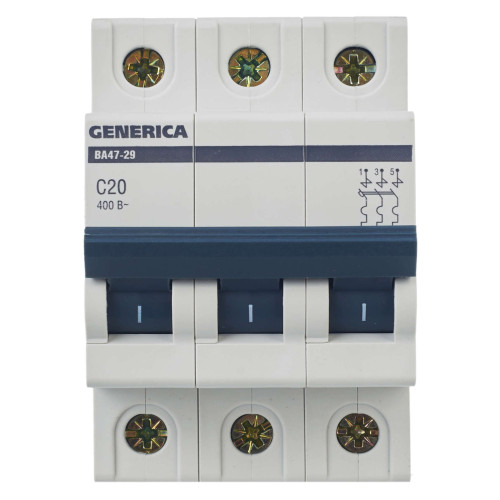Автоматический выключатель ВА47-29 3Р 20А 4,5кА С GENERICA